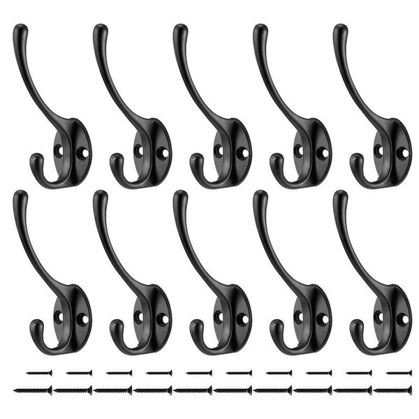 40# 10 pack heavy duty dual coat hooks wall mounted with 30 screws retro double utility rustic hooks for coat scarf bag, towel
40# 10 pack heavy duty dual coat hooks wall mounted with 30 screws retro double utility rustic hooks for coat scarf bag, towel