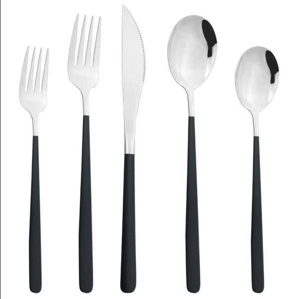 5pcs/set black silver dinnerware set knife fork spoon flatware set 304 stainless steel cutlery western kitchen tableware
5pcs/set black silver dinnerware set knife fork spoon flatware set 304 stainless steel cutlery western kitchen tableware