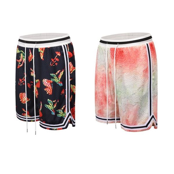 high street kanye same mesh flower print split basketball sport drawstring 5-point shorts for men, White;black
high street kanye same mesh flower print split basketball sport drawstring 5-point shorts for men, White;black