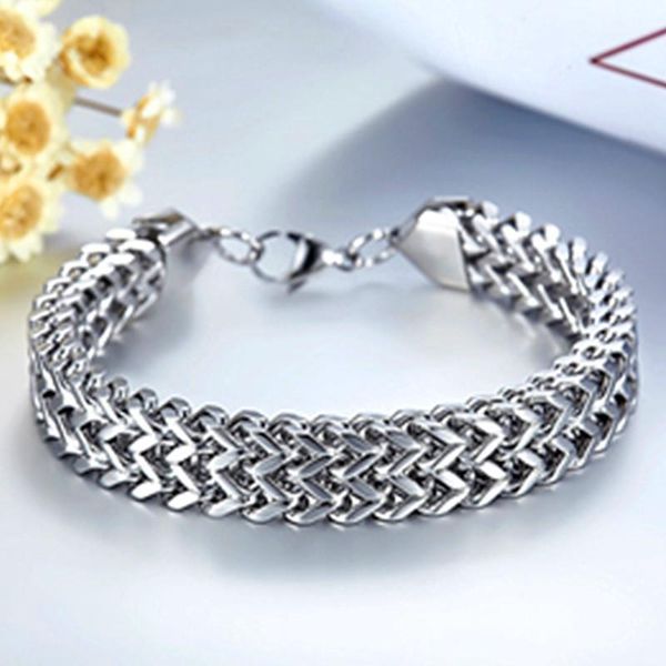 link, chain for men hip hop rock style double row 10mm wide male gift punk stainless steel hand bracelet, Black
link, chain for men hip hop rock style double row 10mm wide male gift punk stainless steel hand bracelet, Black