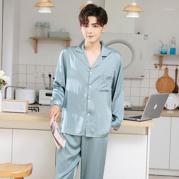 men's sleepwear men pajamas set silk rayon pyjama pour femme loose casual trouser suits nightwear spring autumn long sleeve home wear, Black;brown
men's sleepwear men pajamas set silk rayon pyjama pour femme loose casual trouser suits nightwear spring autumn long sleeve home wear, Black;brown