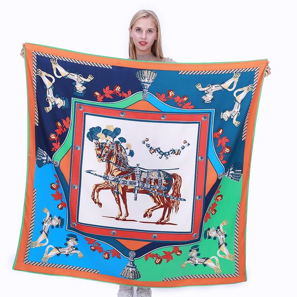 2021 european and american new fashion silk scarf 130cm twill artificial silk womens silk scarf carriage printed large kerchief shawl scarf, Blue;gray
2021 european and american new fashion silk scarf 130cm twill artificial silk womens silk scarf carriage printed large kerchief shawl scarf, Blue;gray