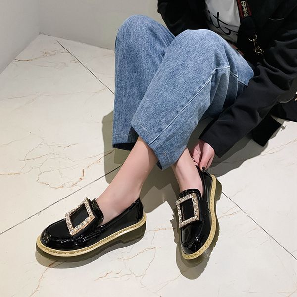 womens patent leather slip-on platform flats loafers thick sole leisure soft comfort espadrilles crystal big metal buckle shoesdress shoes, Black
womens patent leather slip-on platform flats loafers thick sole leisure soft comfort espadrilles crystal big metal buckle shoesdress shoes, Black