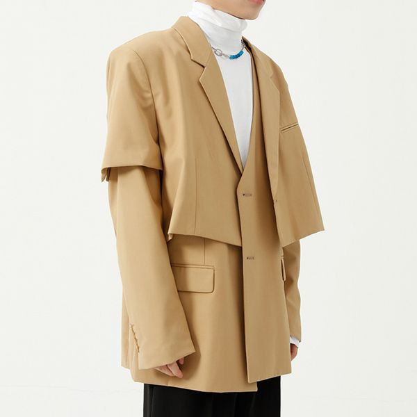 men's clothing korean trend black khaki blazers loose two-piece set suit coat 2021 autumn new design jacket, White;black
men's clothing korean trend black khaki blazers loose two-piece set suit coat 2021 autumn new design jacket, White;black