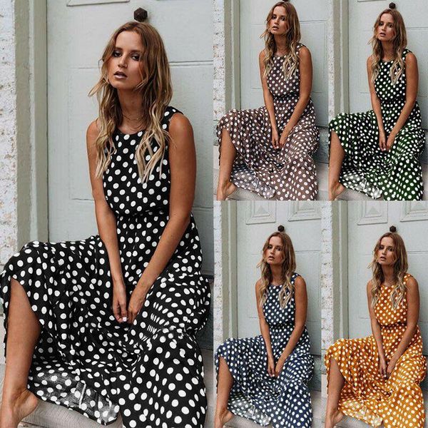 casual dresses sleeveless breathable polka dot maxi dress ladies summer beach holiday vintage sundress round neck soft elegant sheath, Black;gray
casual dresses sleeveless breathable polka dot maxi dress ladies summer beach holiday vintage sundress round neck soft elegant sheath, Black;gray