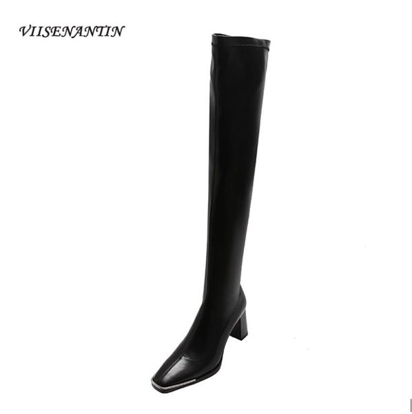 boots autumn and winter square toe patent leather over the knee stretch solid color sleeve high-heeled knight, Black
boots autumn and winter square toe patent leather over the knee stretch solid color sleeve high-heeled knight, Black