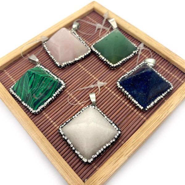 charms natural stone pendant geometric rhombus pyramid shape edge diamond sapphire luxury necklace bracelet jewelry accessories, Bronze;silver
charms natural stone pendant geometric rhombus pyramid shape edge diamond sapphire luxury necklace bracelet jewelry accessories, Bronze;silver