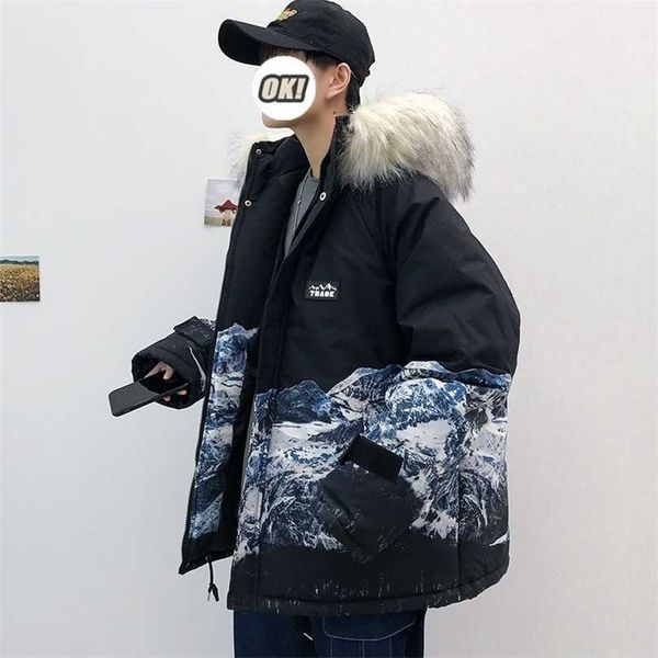 m-5xl plus size men's winter puffer jacket thicken coat warm outwear with removerable fur hood mountain printed mens 211214, Black
m-5xl plus size men's winter puffer jacket thicken coat warm outwear with removerable fur hood mountain printed mens 211214, Black