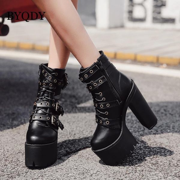 boots byqdy autumn woman ankle four metal buckle motorcycle shoes plus 42 rivets chunky heel round toe thick platform footwear, Black
boots byqdy autumn woman ankle four metal buckle motorcycle shoes plus 42 rivets chunky heel round toe thick platform footwear, Black