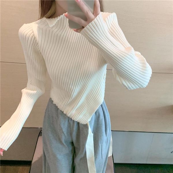 women's sweaters korea chic elegant femme knit sweater women solid casual autumn winter clothes slim all-match bottoming pullover, White;black
women's sweaters korea chic elegant femme knit sweater women solid casual autumn winter clothes slim all-match bottoming pullover, White;black