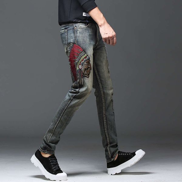 spring and autumn new style pierced elastic casual embroidery jeans men's personality trend long pants nostalgiawinter, Blue
spring and autumn new style pierced elastic casual embroidery jeans men's personality trend long pants nostalgiawinter, Blue