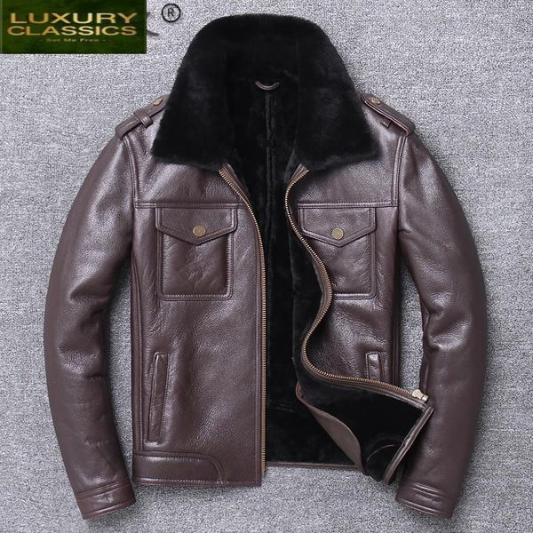 men's leather & faux natural sheep shearling jacket men clothing 2021 streetwear motorcycle 100% real fur coat male wool jackets 806, Black
men's leather & faux natural sheep shearling jacket men clothing 2021 streetwear motorcycle 100% real fur coat male wool jackets 806, Black
