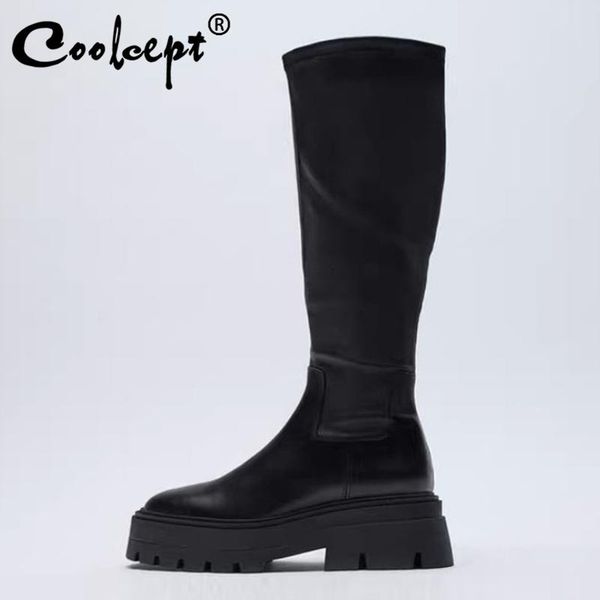 boots coolcept women knee high real leather thick bottom women's winter shoes fashion cool long footwear 35-40, Black
boots coolcept women knee high real leather thick bottom women's winter shoes fashion cool long footwear 35-40, Black