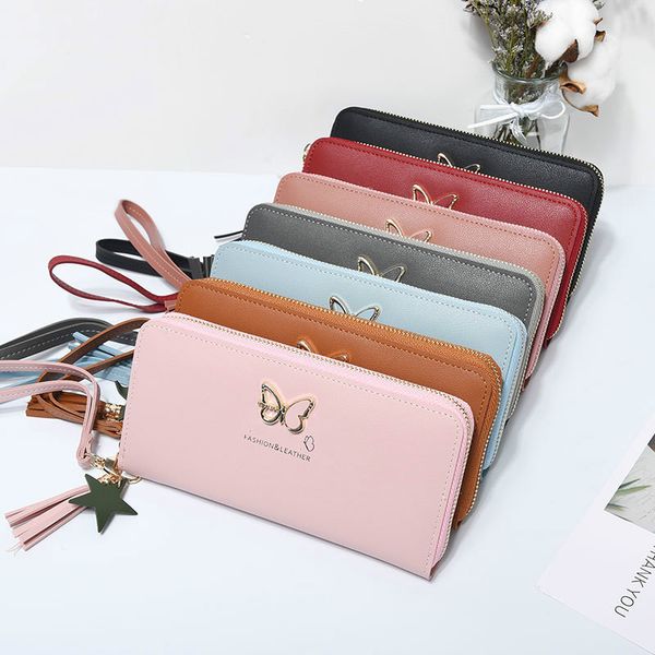fashion butterfly women wallet wrist handle phone case long section money pocket pouch handbag womens purse card holders 2020, Red;black 
fashion butterfly women wallet wrist handle phone case long section money pocket pouch handbag womens purse card holders 2020, Red;black