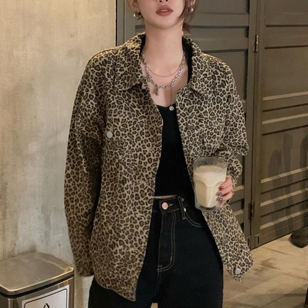 women's jackets fashion leopard printing outwear spring autumn basic coat turn-down collar jacket, Black;brown
women's jackets fashion leopard printing outwear spring autumn basic coat turn-down collar jacket, Black;brown