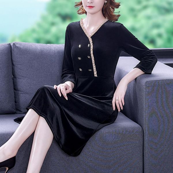 casual dresses coigarsam women dress autumn 2022 three quarter sleeve high waist v-neck black robe vestidos, Black;gray
casual dresses coigarsam women dress autumn 2022 three quarter sleeve high waist v-neck black robe vestidos, Black;gray