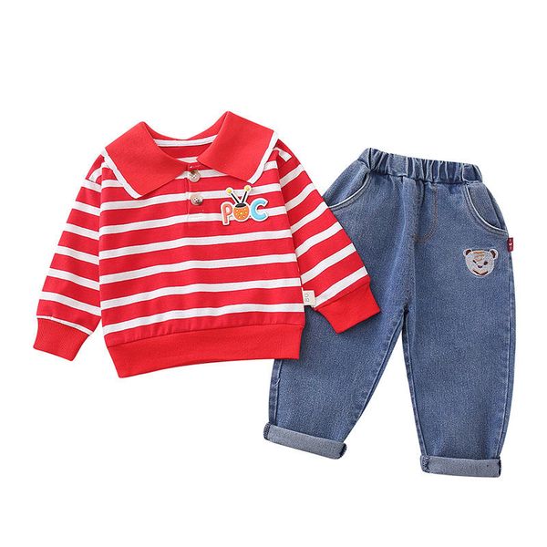 clothes for little boys toddler striped long sleeve clothes set turn-down collar children clothing sets pullover childrens, White
clothes for little boys toddler striped long sleeve clothes set turn-down collar children clothing sets pullover childrens, White