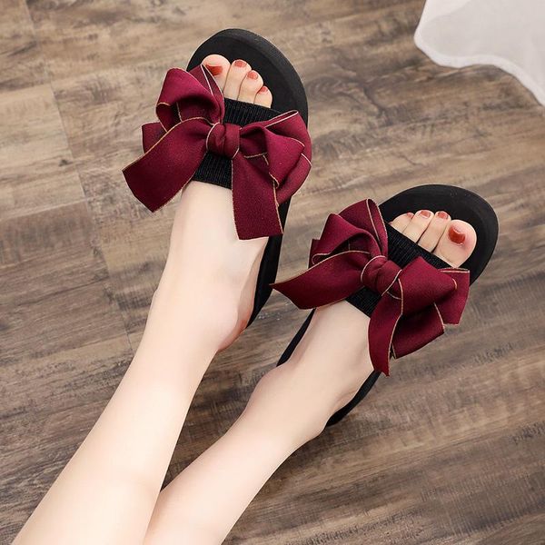 slippers summer style korean high-heeled women's fashion sweet fresh bow sandals slope heel comfortable all-match beach shoe, Black
slippers summer style korean high-heeled women's fashion sweet fresh bow sandals slope heel comfortable all-match beach shoe, Black