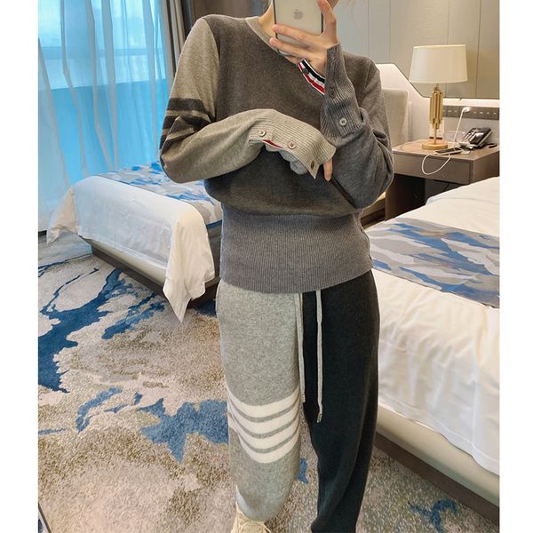 21 autumn / winter tb college style color matching pullover loose wool sweater + leggings casual suit women, Gray
21 autumn / winter tb college style color matching pullover loose wool sweater + leggings casual suit women, Gray
