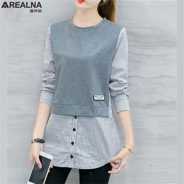 new autumn long sleeve blouse women shirts korean style striped patchwork shirt casual woman blouses loose plus size blusas 210225, White
new autumn long sleeve blouse women shirts korean style striped patchwork shirt casual woman blouses loose plus size blusas 210225, White