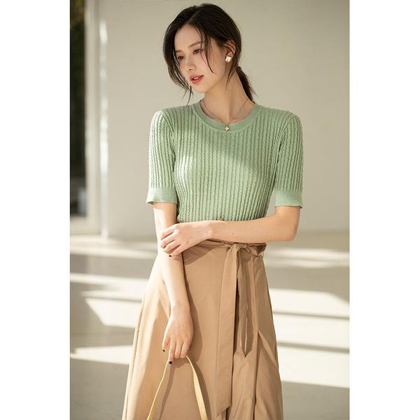 women's t-shirt 5168 summer knitted women thin sweater casual elegant fashion pure color o-neck ladies office soft short basic tees, White
women's t-shirt 5168 summer knitted women thin sweater casual elegant fashion pure color o-neck ladies office soft short basic tees, White