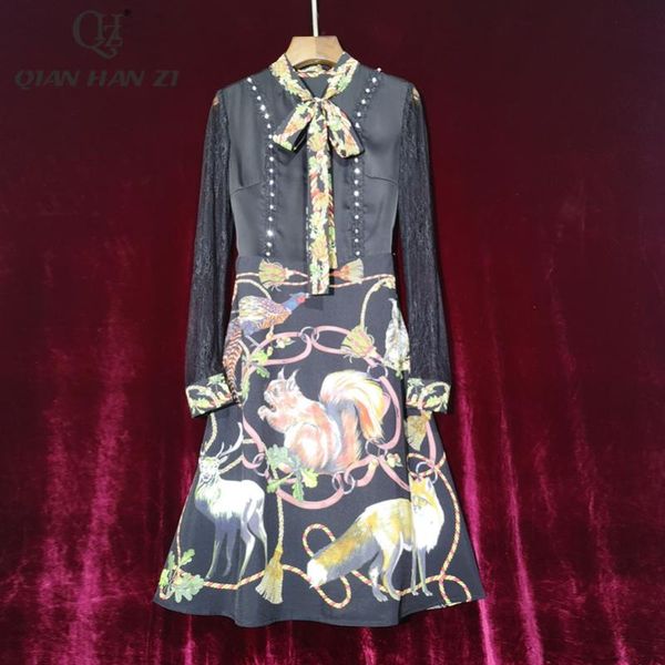casual dresses qian han zi designer fashion summer women's lace long sleeve dress vintage bow collar print diamonds printed slim, Black;gray
casual dresses qian han zi designer fashion summer women's lace long sleeve dress vintage bow collar print diamonds printed slim, Black;gray