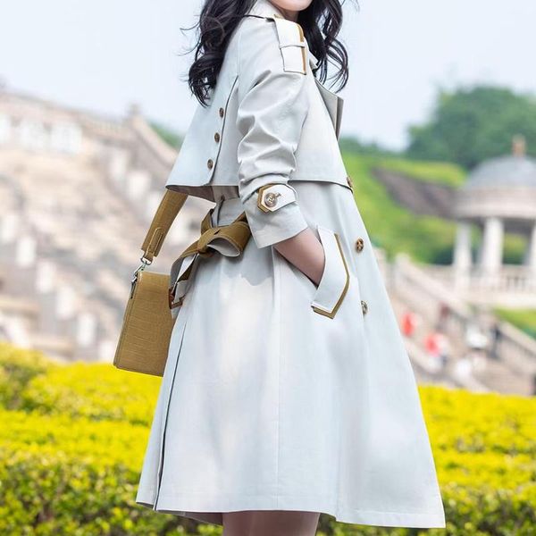women's trench coats high-end windbreaker women mid-length spring and autumn contrast color british style jack coat for, Tan;black
women's trench coats high-end windbreaker women mid-length spring and autumn contrast color british style jack coat for, Tan;black