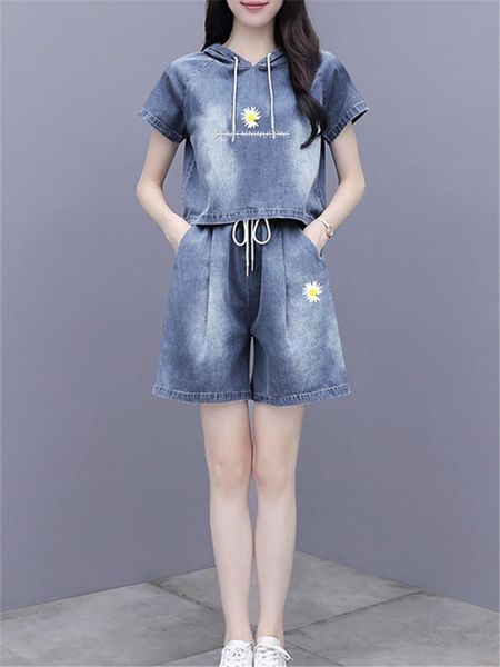 women's tracksuits denim fashion suit female 2021 summer round neck pullover hooded short-sleeved + elastic waist shorts two-piece woma, Gray
women's tracksuits denim fashion suit female 2021 summer round neck pullover hooded short-sleeved + elastic waist shorts two-piece woma, Gray