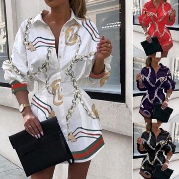 casual dresses fashion women chain print shirt dress spring autumn lantern sleeve miini laides long high waist party, Black;gray
casual dresses fashion women chain print shirt dress spring autumn lantern sleeve miini laides long high waist party, Black;gray