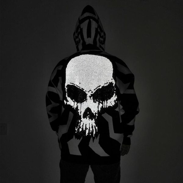 men's sweaters skull reflective sweater men punk hip hop vintage knitted jumper women harajuku oversized hooded pullover, White;black
men's sweaters skull reflective sweater men punk hip hop vintage knitted jumper women harajuku oversized hooded pullover, White;black