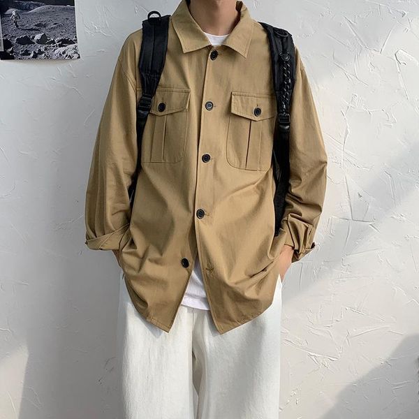 men's casual shirts shirt men's cotton ins japanese tooling retro solid color pocket long-sleeved jacket tide brand clothing, White;black
men's casual shirts shirt men's cotton ins japanese tooling retro solid color pocket long-sleeved jacket tide brand clothing, White;black