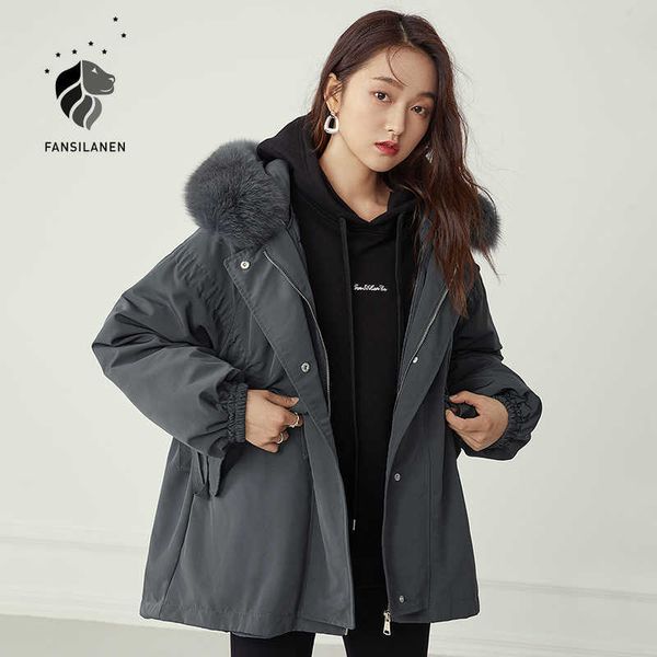 fansilanen hooded casual oversized down jacket women real fur collar wram winter coat female pleated feather parka overcoat 210607, Black
fansilanen hooded casual oversized down jacket women real fur collar wram winter coat female pleated feather parka overcoat 210607, Black