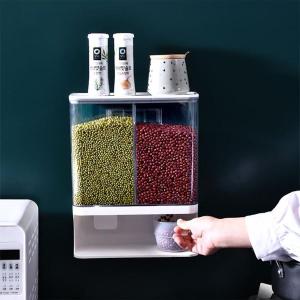 storage bottles & jars dry food dispenser wall mounted - 1/2-grid large rice box whole grains container bin, space saving for kitchen home
storage bottles & jars dry food dispenser wall mounted - 1/2-grid large rice box whole grains container bin, space saving for kitchen home