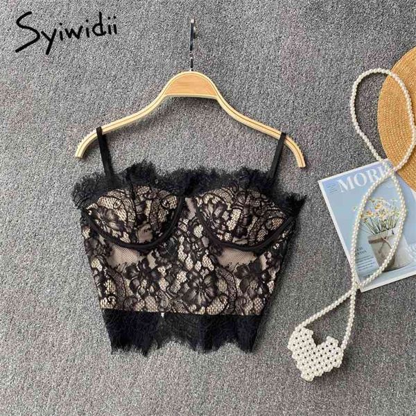 lace camis tank women back zipper club crop summer fashion slim short spaghetti strap white black 210607
lace camis tank women back zipper club crop summer fashion slim short spaghetti strap white black 210607