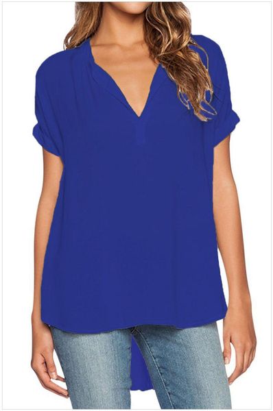 women summer chiffon blouse 2021 v collar short sleeves loose shirt blusa feminina, White
women summer chiffon blouse 2021 v collar short sleeves loose shirt blusa feminina, White