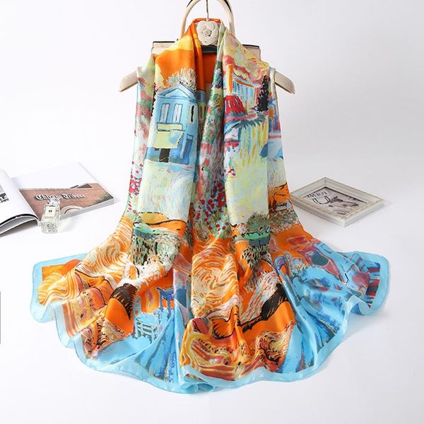 2021 ladies thin scarves hijab new designer 180x90cm silk scarf women fashion long foulard bandana oil painting shawls and wraps, Blue;gray
2021 ladies thin scarves hijab new designer 180x90cm silk scarf women fashion long foulard bandana oil painting shawls and wraps, Blue;gray