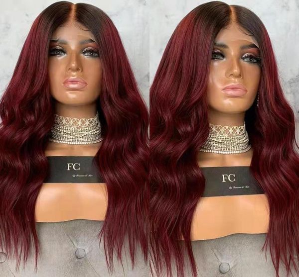 long ombre red lace front synthetic wigs with dark roots body wave wig brazilian hair heat resistant, Black
long ombre red lace front synthetic wigs with dark roots body wave wig brazilian hair heat resistant, Black