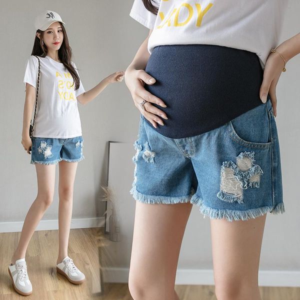 maternity bottoms 5023# jeans shorts summer hole decoration cropped denim pants belly support elastic waist trousers, White
maternity bottoms 5023# jeans shorts summer hole decoration cropped denim pants belly support elastic waist trousers, White