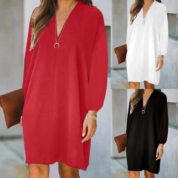 casual dresses women loose dress fashion solid white red zipper v-neck long-sleeve 2021 midi femme robe ample, Black;gray
casual dresses women loose dress fashion solid white red zipper v-neck long-sleeve 2021 midi femme robe ample, Black;gray