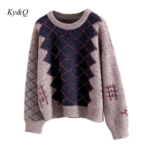 women's sweaters french retro elegant 2021 autumn winter women sweater plaid loose bright silk pullover female brand casual clothes, White;black
women's sweaters french retro elegant 2021 autumn winter women sweater plaid loose bright silk pullover female brand casual clothes, White;black