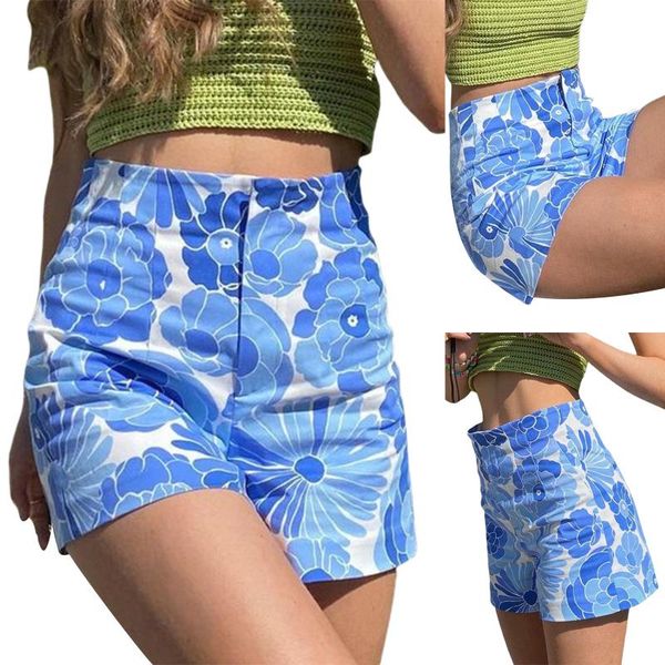 women's shorts 2021 summer women casual wide-leg girls blue floral printed pattern high waist leisure trousers for daily wear, s/ m, White;black 
women's shorts 2021 summer women casual wide-leg girls blue floral printed pattern high waist leisure trousers for daily wear, s/ m, White;black
