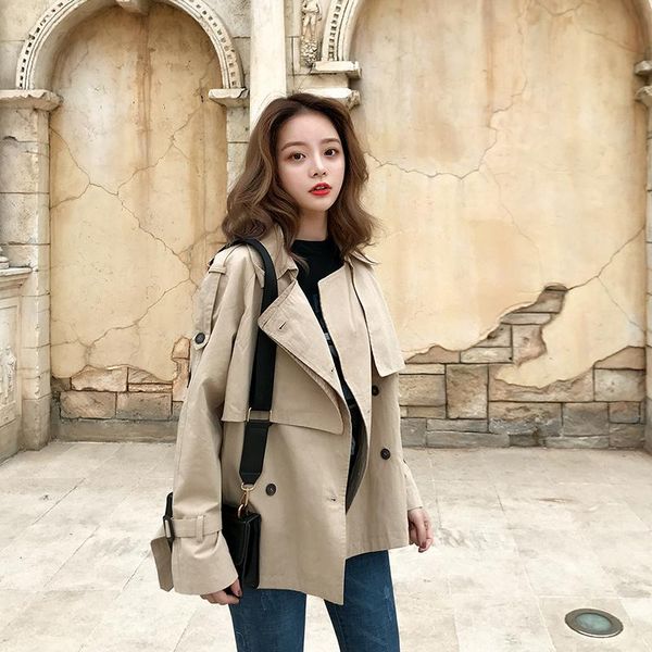 women's trench coats plus size casual khaki coat british style fashion double breasted short windbreaker autumn long sleeve jackt, Tan;black
women's trench coats plus size casual khaki coat british style fashion double breasted short windbreaker autumn long sleeve jackt, Tan;black
