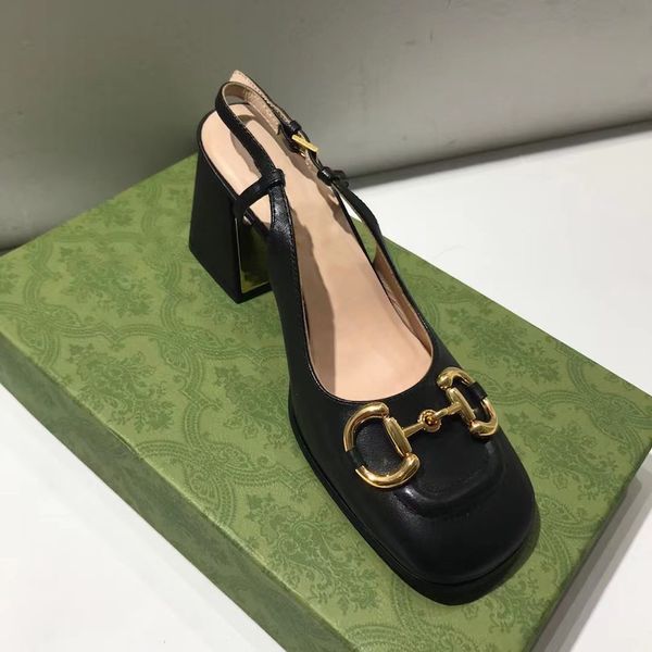 new luxury high heels women slingback pumps with horsebit leather mules vintage square sandals summer shoes 6colors with box 273, Black
new luxury high heels women slingback pumps with horsebit leather mules vintage square sandals summer shoes 6colors with box 273, Black