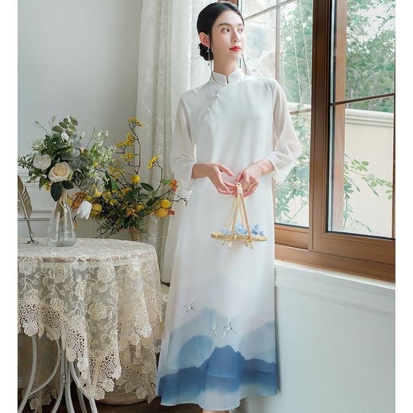 luxury casual dresses qing shuzhai 2021 summer chine dr's national style hand-painted cheongsam improved printed drs, Black;gray
luxury casual dresses qing shuzhai 2021 summer chine dr's national style hand-painted cheongsam improved printed drs, Black;gray