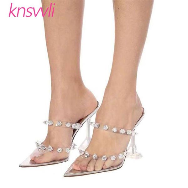 slippers rivets clear pvc women strange style high heels sandals woman mules summer slides wine glass heel party shoes, Black
slippers rivets clear pvc women strange style high heels sandals woman mules summer slides wine glass heel party shoes, Black