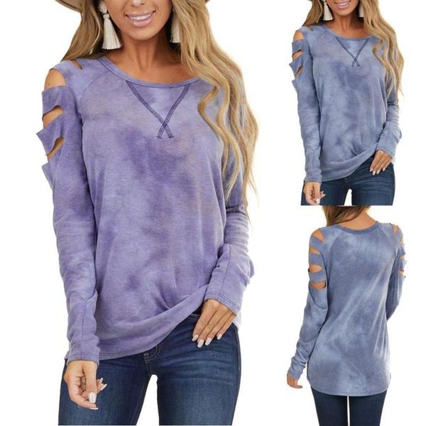 women's t-shirt fashion poleras de mujer casual tie-dye hollow out round neck long sleeve loose t shirt camisetas, White
women's t-shirt fashion poleras de mujer casual tie-dye hollow out round neck long sleeve loose t shirt camisetas, White