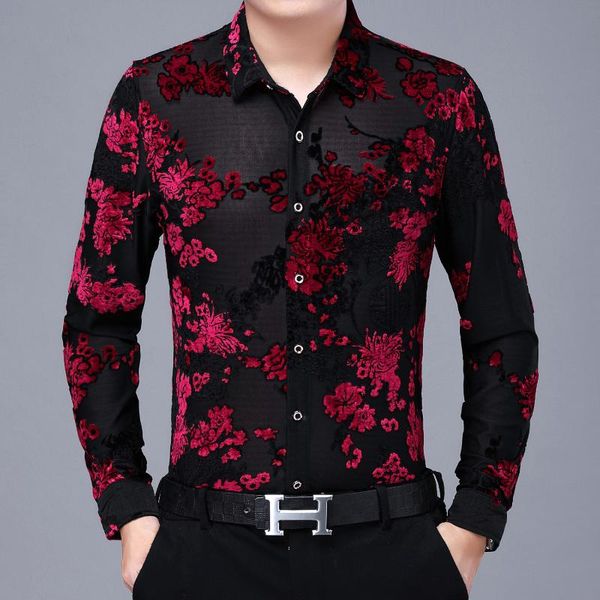 men's casual shirts mens floral shirt 2021 long sleeve slim velvet men clothing camisa business party prom red blue flower, White;black
men's casual shirts mens floral shirt 2021 long sleeve slim velvet men clothing camisa business party prom red blue flower, White;black