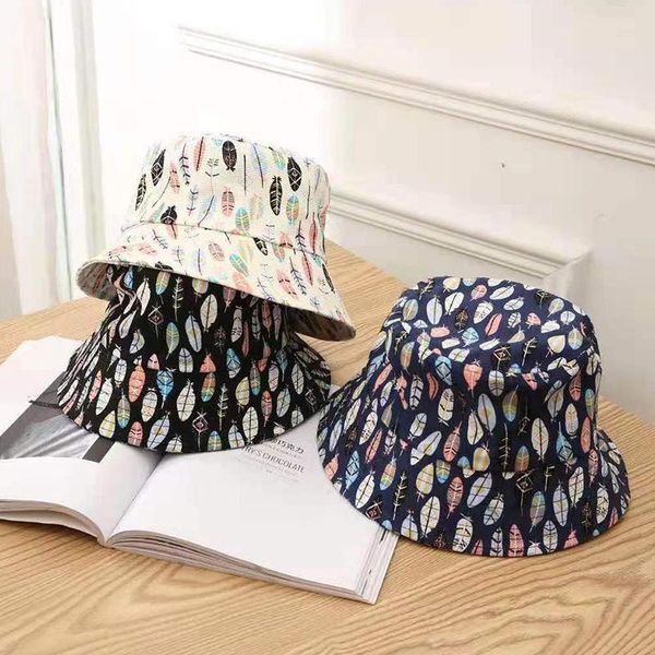 bucket hat personalized feather printed fisherman's fashion, Blue;gray
bucket hat personalized feather printed fisherman's fashion, Blue;gray