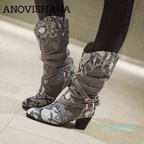 winter boots women western cowboy boots for women snake print mid calf female shoes booties botas mujer a693, Black
winter boots women western cowboy boots for women snake print mid calf female shoes booties botas mujer a693, Black