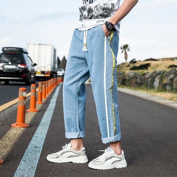 men's jeans 2021 korean trend fashion casual stretch straight pants nine toursers, Blue
men's jeans 2021 korean trend fashion casual stretch straight pants nine toursers, Blue